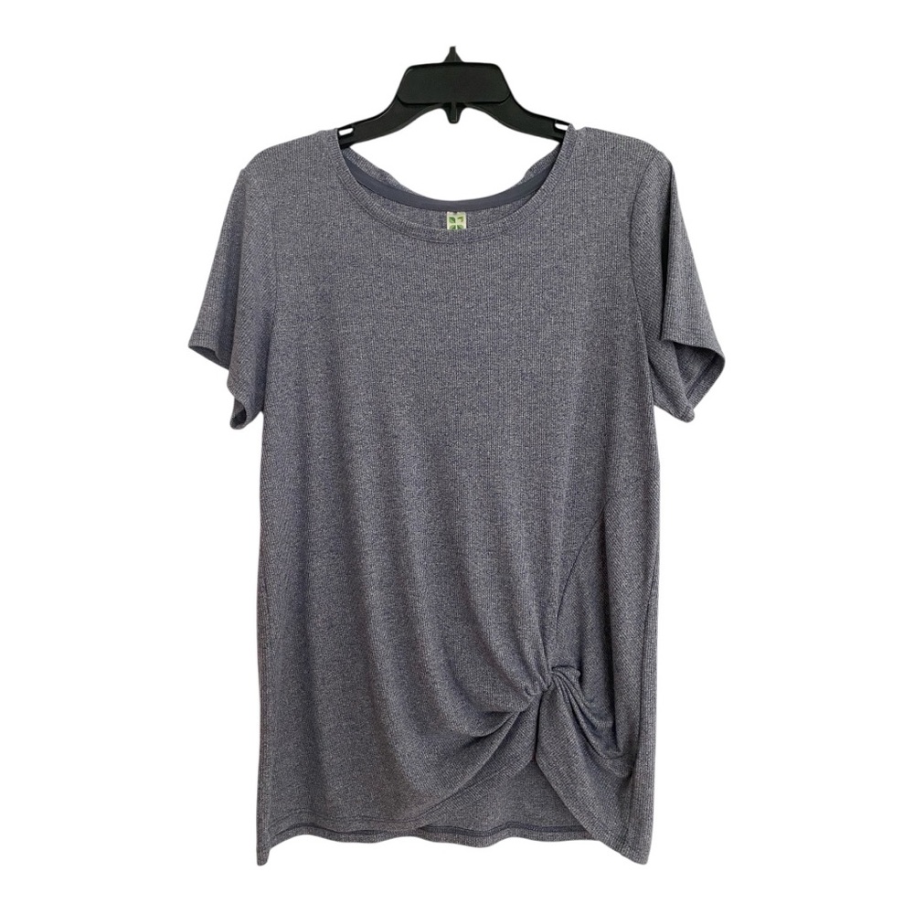 Green Tea Bluish Purple Knot-Front Women's Top Size Large